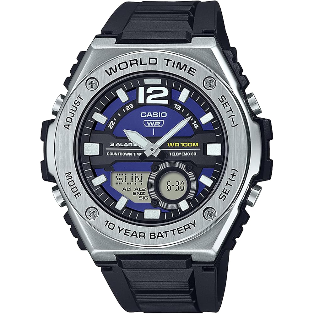 Casio MWQ-100-2AVCF Men s Analog Watch Blue Dial Stainless Steel Band Water Resistant