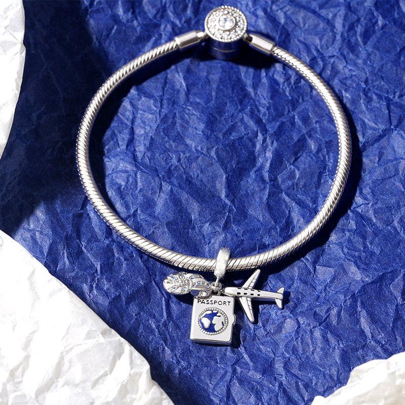 925 Silver Travel Aircraft Motorcycle Pendant Charm DIY Beads Fit Bracelet Necklace Women Jewelry Handmade