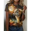 Creative 3D Printed Short Sleeved T-shirt Fashionable Comfortable Soft Breathable Large Loose Womens T-shirt