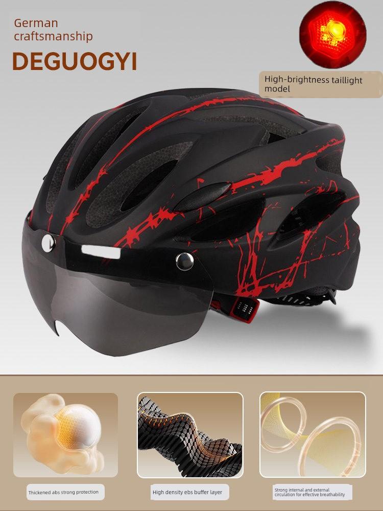 Yu Zhaolin's Premium Bicycle Helmet with Integrated Goggles, One-Piece Riding Helmet for Men and Women, Mountain and Road Safety Helmet