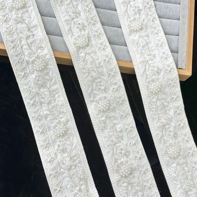 6.5Cm Beige Bead Embroidery Ribbon Lace Fashion Curtain Sofa Clothing Handmade Diy Accessories Barcode