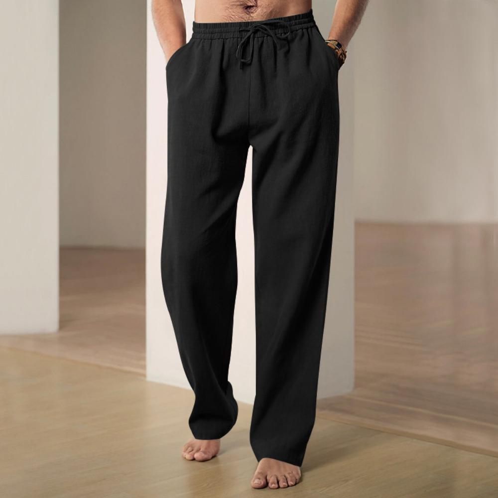 Summer Men's Hip-hop Linen Pants Lightweight Breathable Casual Jogging Pocket Loose Fit Street Wear Gym Travel Wear