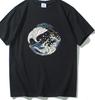 White Crane Playing In the Waves. Summer Fun Trendy Short-sleeved T-shirt. New Style Top, Suitable for Both Men and Women.