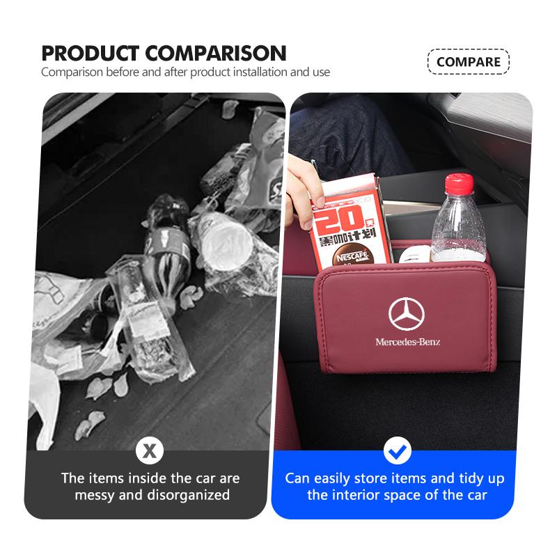 PISZ8 Car Seat Storage Organizer Phone Coins Key Stowing Tidying Tool For Mercedes Benz AMG A C E S G Class W201 W210 W108 W204 W205