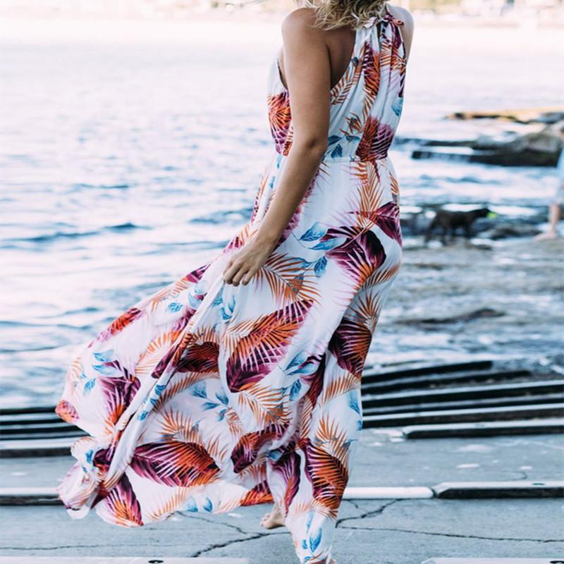 Strand-Cover-up-Tuniken für den Strand, Blätter-Druck, langer Kaftan-Bikini-Cover-up, Strand-Wickel-Badeanzug-Coverup Q568