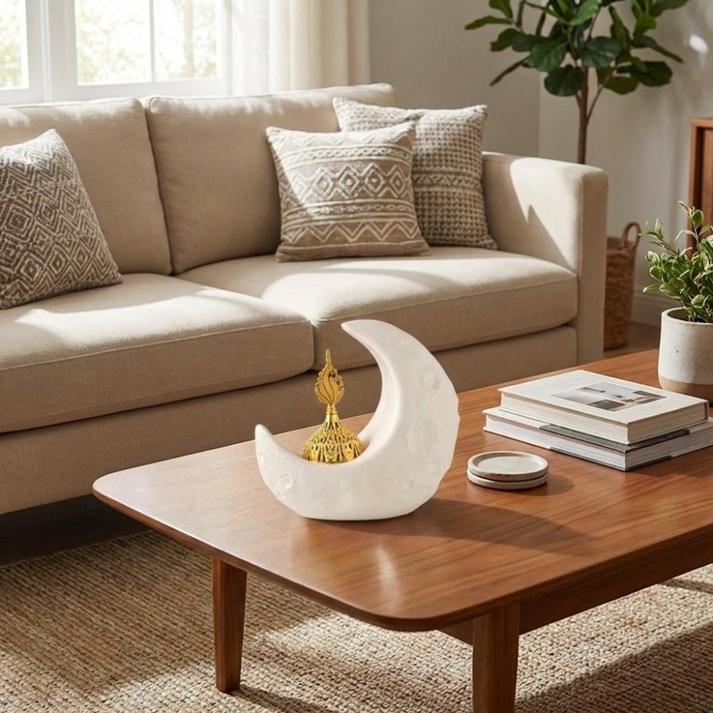 Ceramic Moon-Shaped Incense Burner Light Luxury Sandalwood Incense Burner  Gift Giving