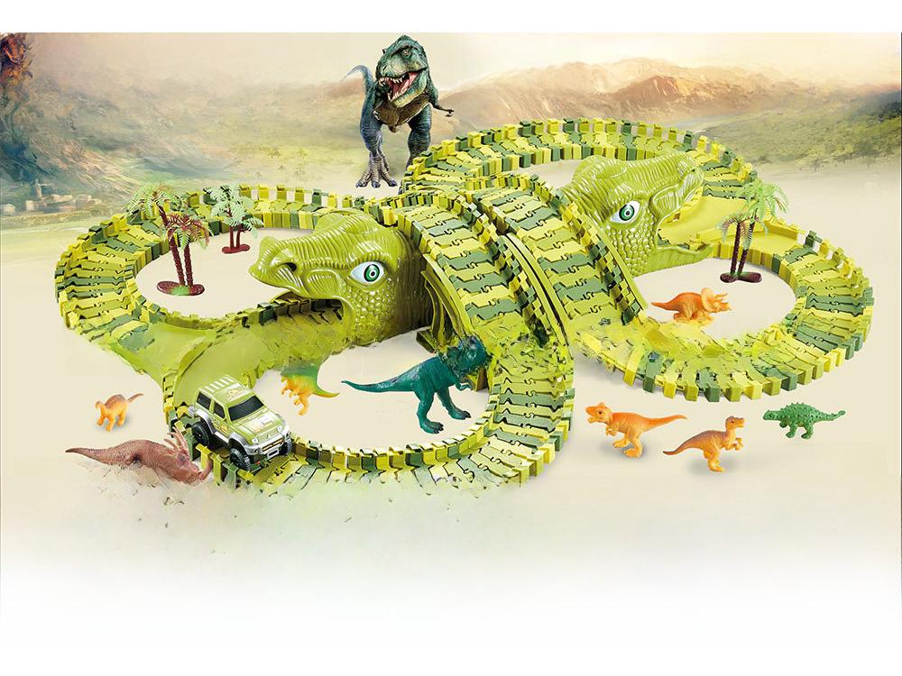 Elektrická dinosauří dráha s montážním ruským kolem pro děti