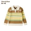 PawinPaw Girls' Cartoon Bear Striped Turn-down Collar Sweater
