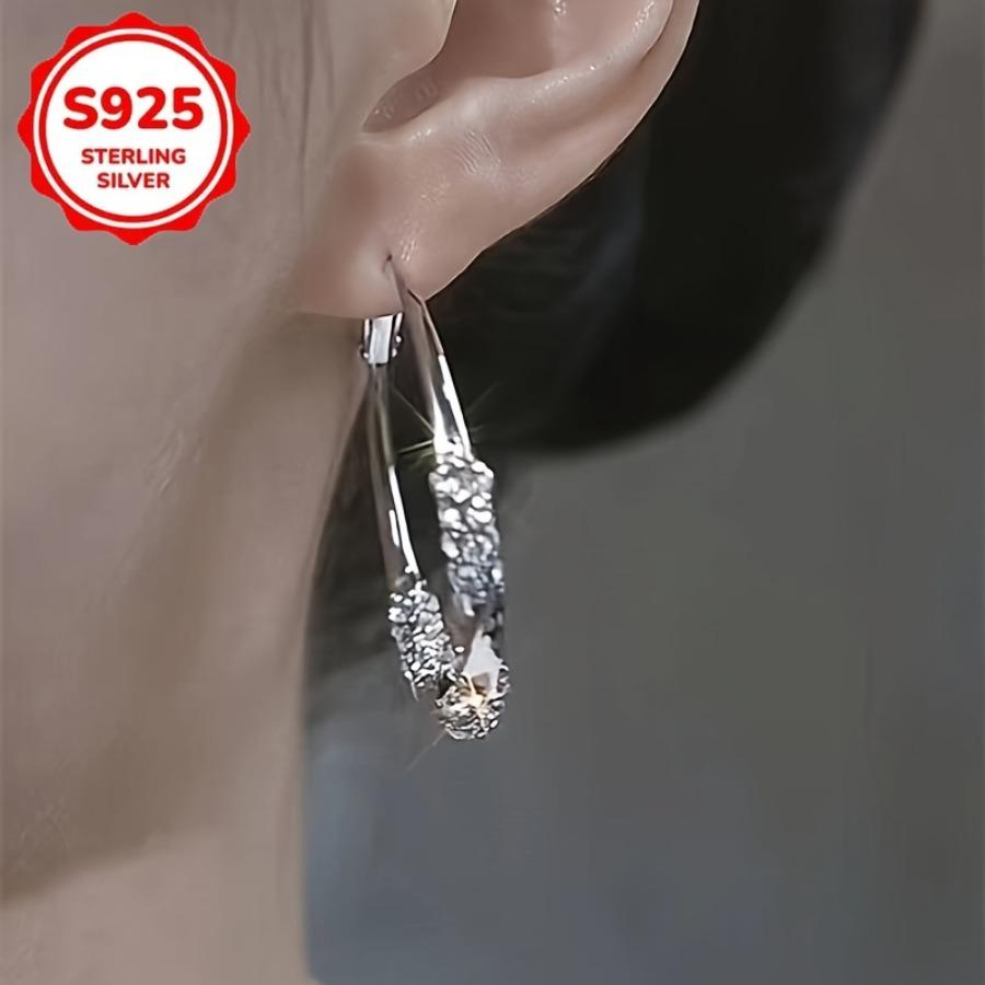 925 Sterling Silvery Large Round Earrings for Women- Minimalist Round Design, Cool Color Aesthetics, Versatile Daily Party Accessories