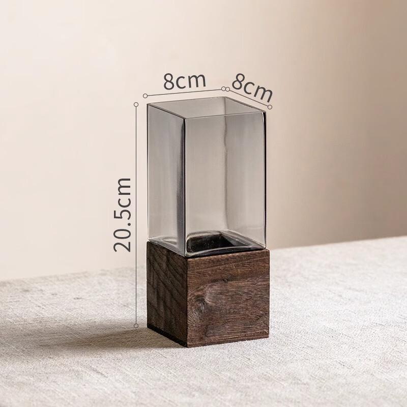 Decorative Glass Vase with Wood Base