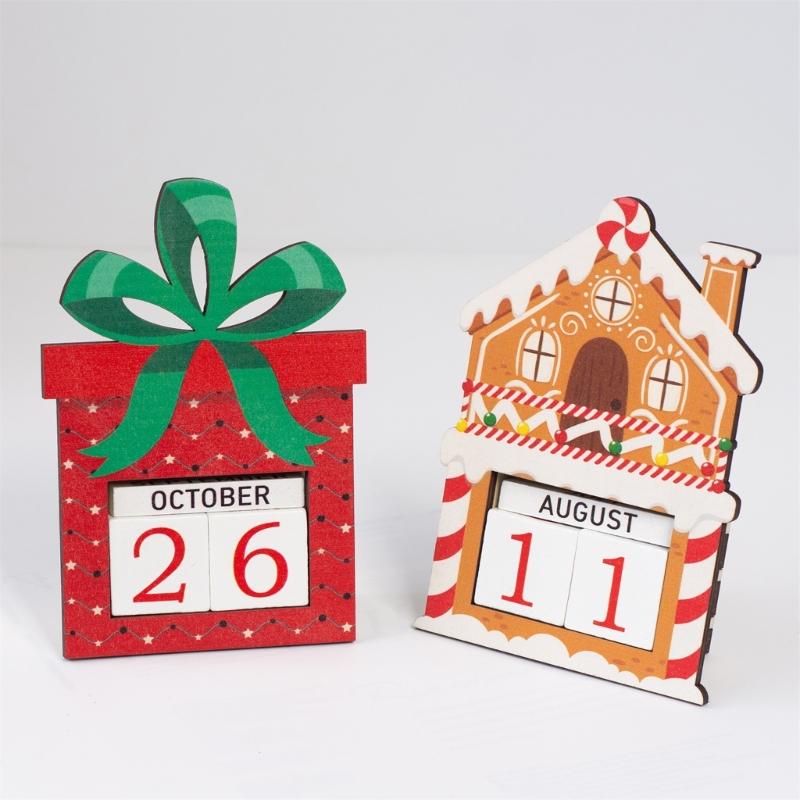 Christmas Calendar Wood Design Festival Table Decoration Countdown Calendar with Numbered Days