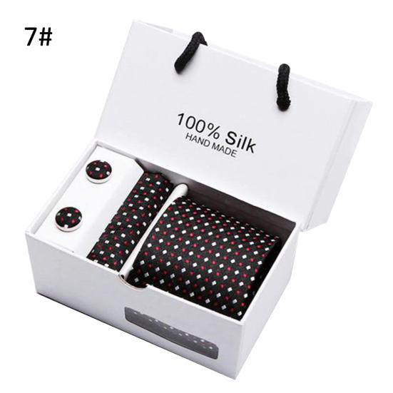 5Pcs Men Handkerchief Cuff Button Necktie Suit Wedding Party Accessories?Gift