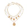 Retro Ethnic Style Metal Sunflower Pendant Necklace, Temperament Imitation Pearl Beaded Collarbone Necklace