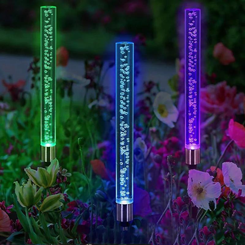 10pcs Solar Garden Lights Outdoor Solar Tube Lights Solar Acrylic Bubble Light Waterproof RGB Color Changing LED Solar Lights