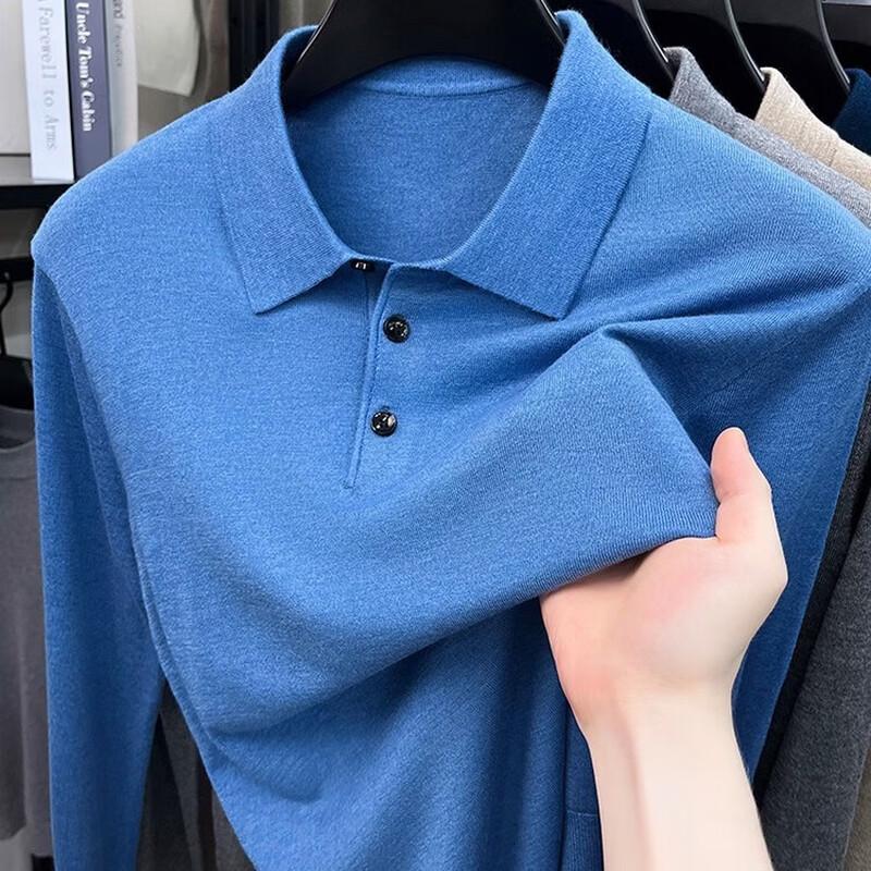 Hengyuanxiang Men's Merino Wool Blend Long-Sleeve Sweater