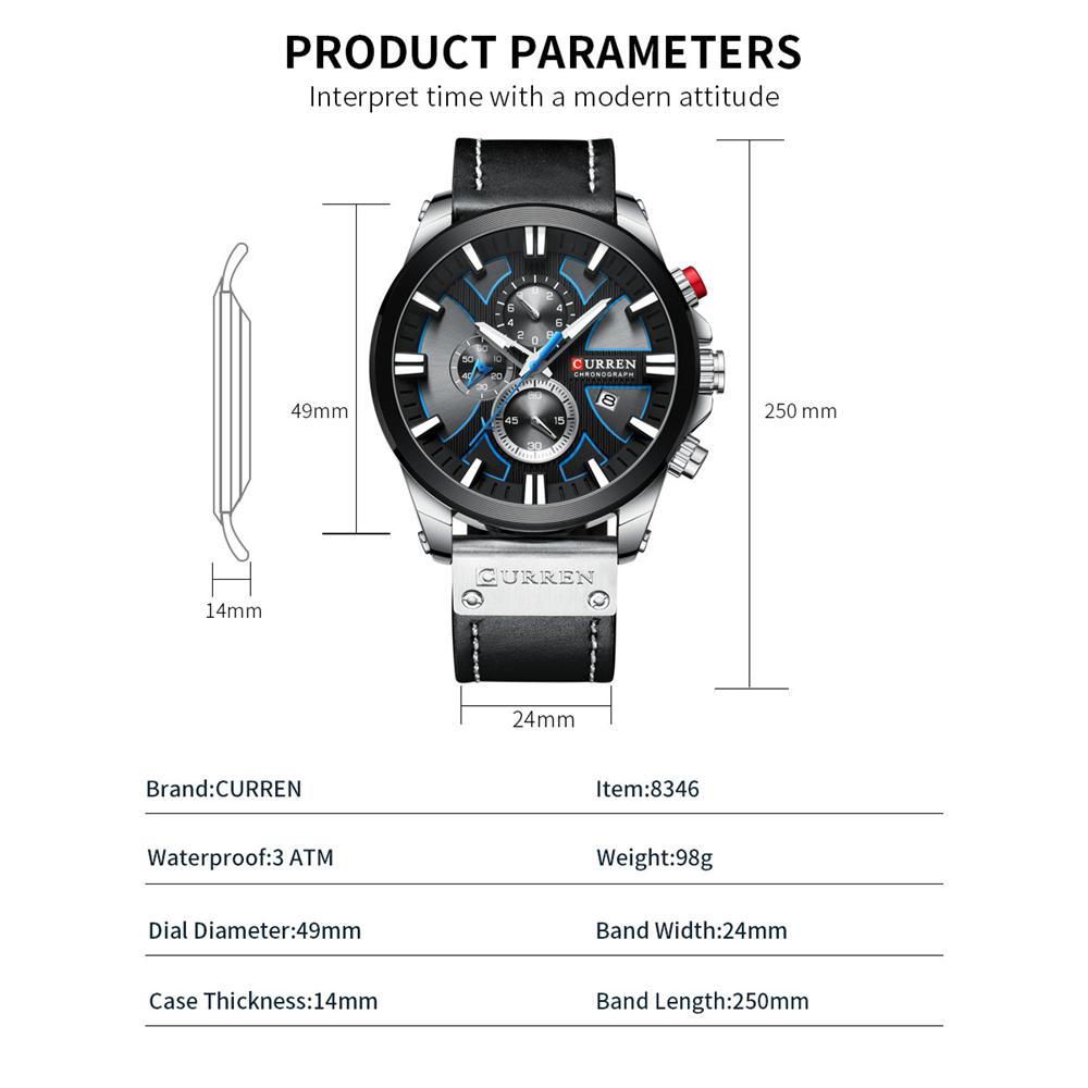 CURREN Kell Chronograph Sport Meeste käekellad Kvartskell Nahast Meeste Käekell Relogio Masculino Moekink meestele