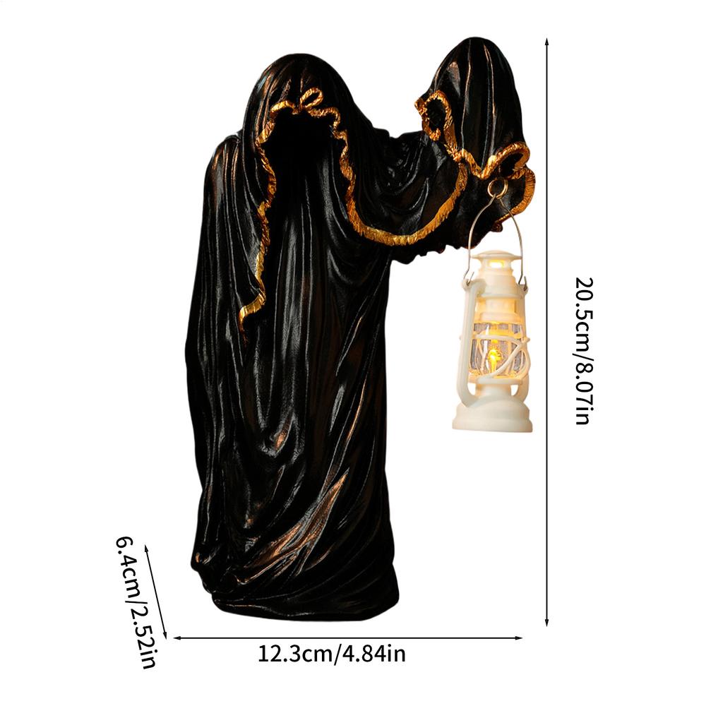 Ghost Decorative Lights Table Lanterns Dark Mysterious Black Clothed Man Collectible Figurines Desktop Halloween Decoration