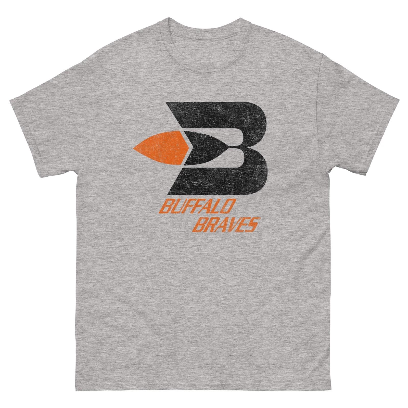 

Buffalo Braves Gray Graphic 100% Cotton T-shirt Mens Tees Top Unisex classic tee S