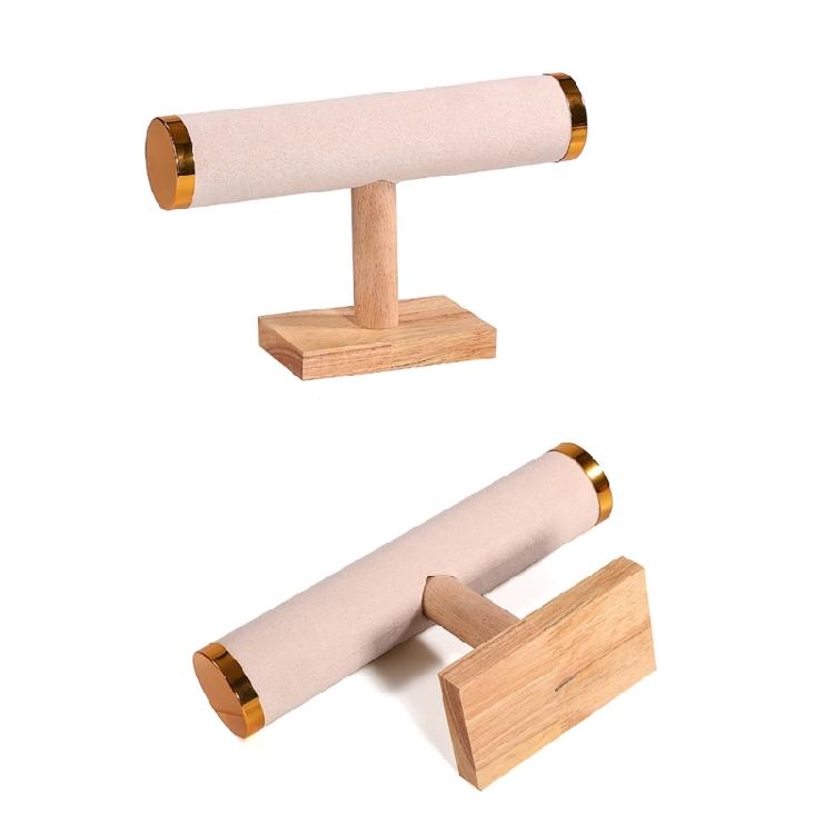 Wood Jewelry Display Rack Versatile Wood Bracelet Holder Single Layer Stand Rack for Jewelry and Watch Storage