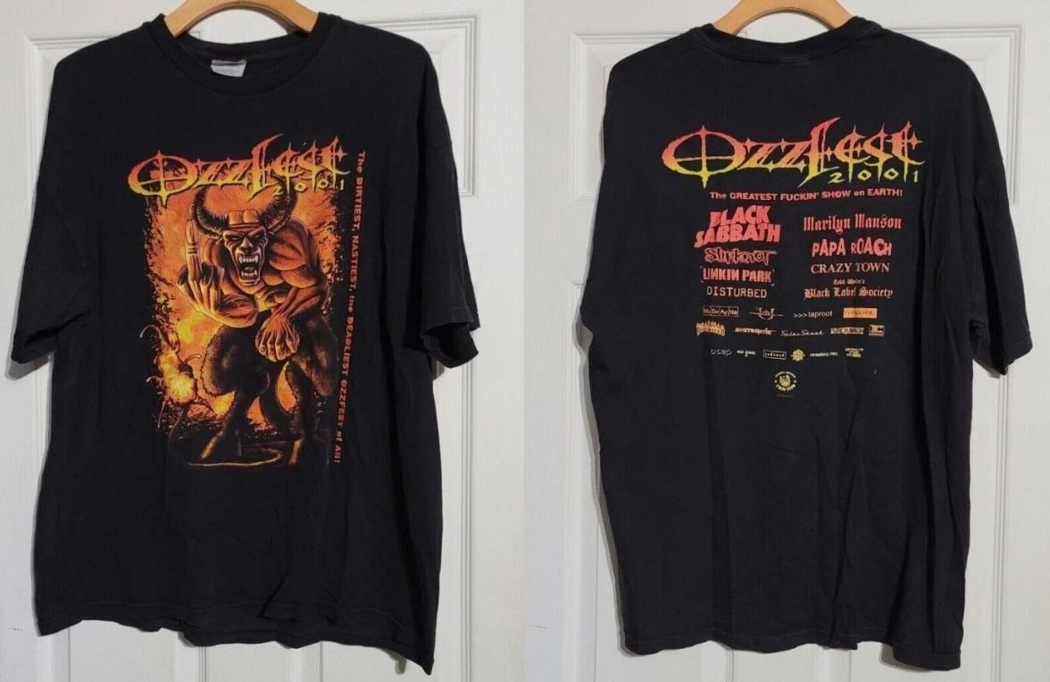 Винтажная футболка с концерта тура Ozzfest 2001, рок, хэви-метал, унисекс L