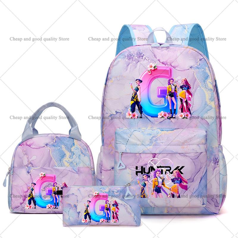 3PCS KPop Demon Hunters Backpack Lunch Bag Set School Bag Pencil Case Girl Back To School Perfect Gift Leisure Mochila Teens Travel Bags