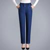 Women's Summer Straight-Leg Elastic-Waist Jeans: Stretch Slimming Trousers for Middle-Aged Moms, Loose-Fit High-Waisted
