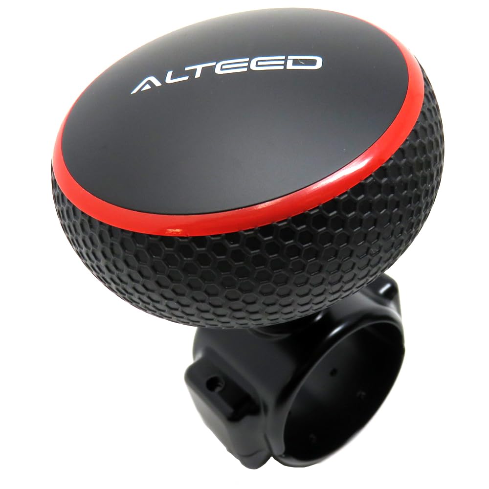 ALTEED Steering Spinner Knob with TPR Grip for Cars x Built-in Bearing, (Black Red)
