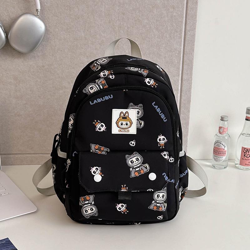 

Школьный рюкзак Мультяшный Кролик рюкзак Школьный рюкзак для учеников начальной школы Рюкзак большой вместимости Милая сумка для учеников средней школы чёрный