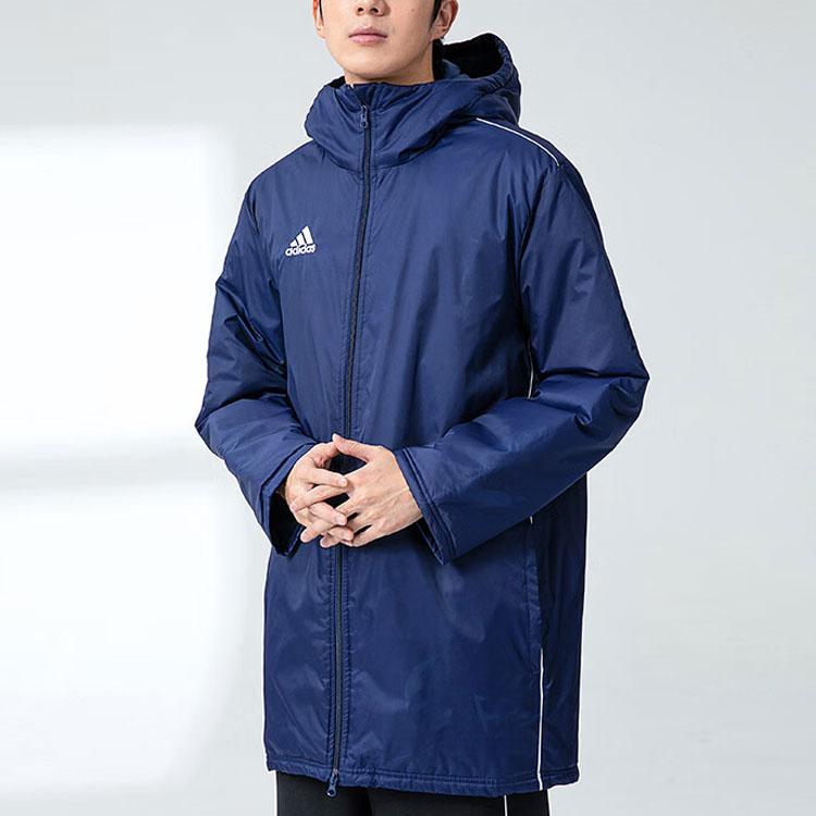 Adidas Solid Color Logo Casual Windproof Warm Cotton Jacket Men Jackets Blue CV3747