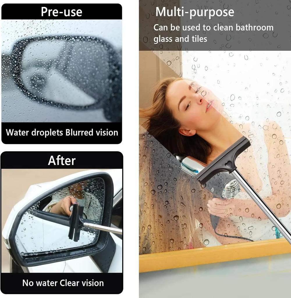 Car Side Mirror Portable Rainy Glass Window Cleaning Tool Wiper Telescopic Handle Squeegee Telescopic Rearview Mirror Squeegee