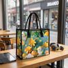 Cute Duck Floral Print Casual Tote Bag Lightweight Daily Reusable Shopping Handbag for Outdoor