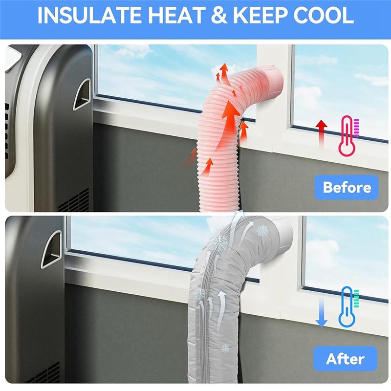 B97A-Portable Air Conditioner Hose Cover For 5" & 5.9" Diameter AC Exhaust Hoses Tube For Heat Reduction