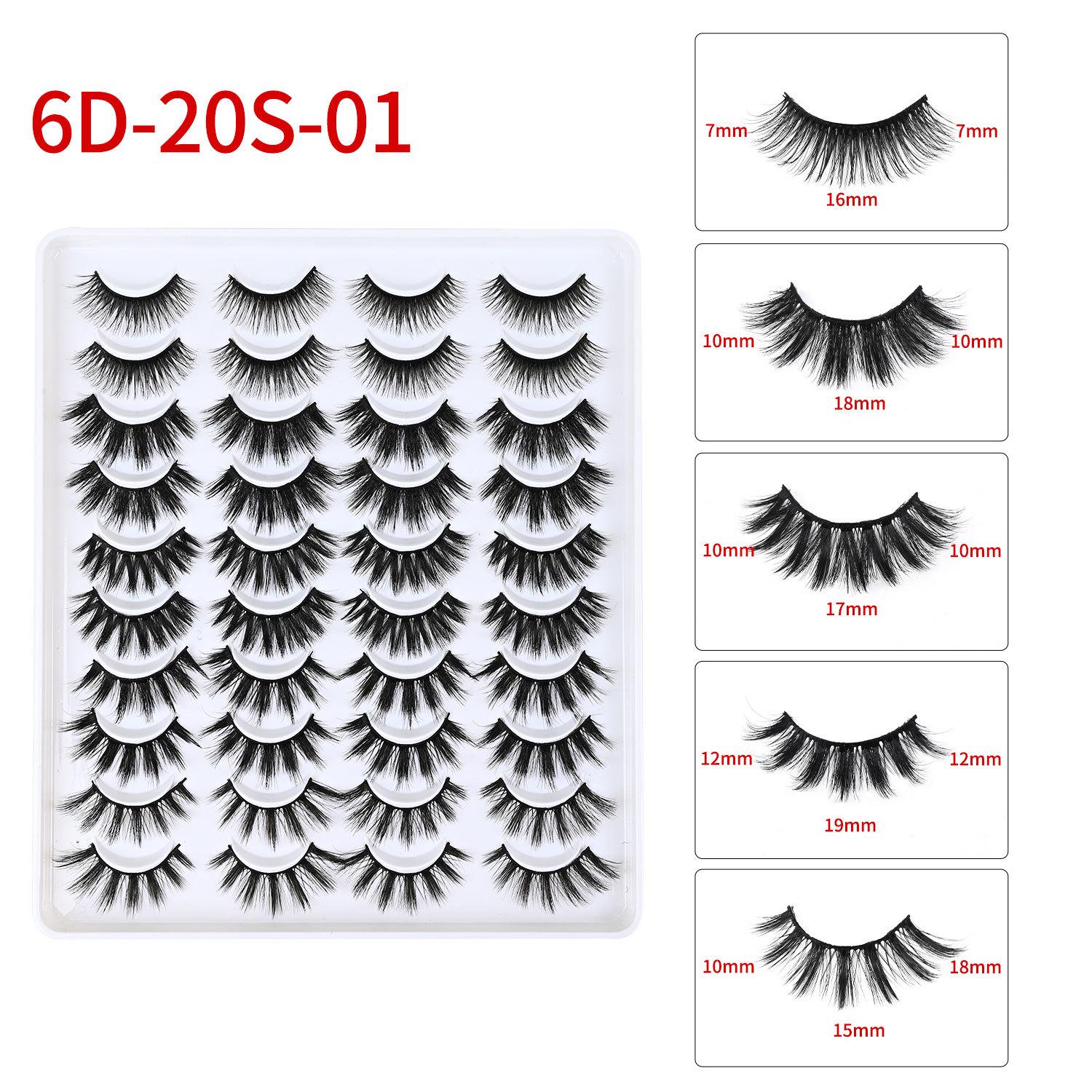 

3D Эмалевый Цвет Натуральные Густые Завитые Ресницы - 20 Пар Смешанный Набор с Черным Основанием