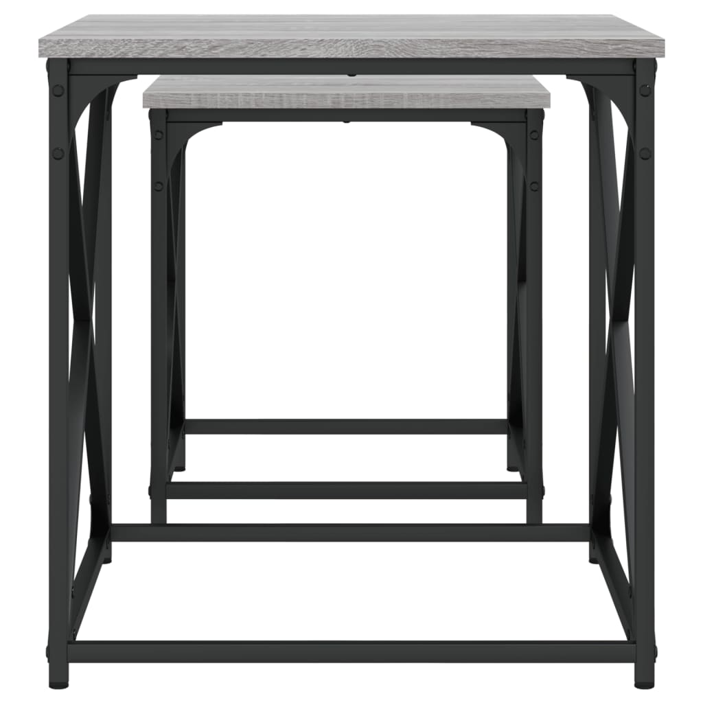  Slotted Tables, 2 Pcs, Grey Sonoma Oak