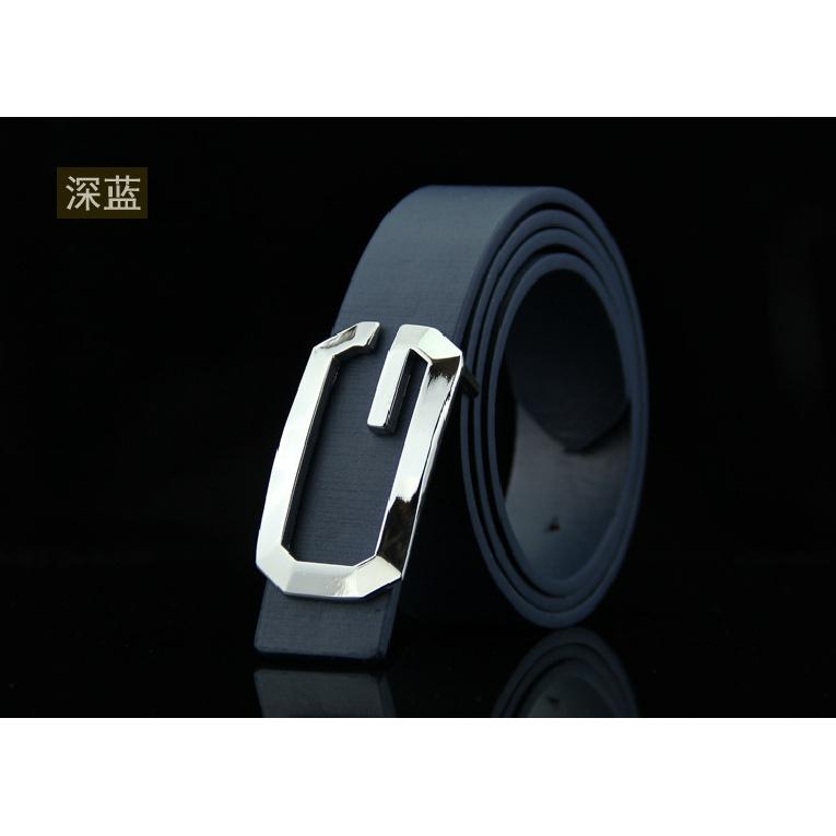 Mary New Fashion Men and WomenGBuckle Belt All-Match Neutral GoldGLetter Smooth Buckle