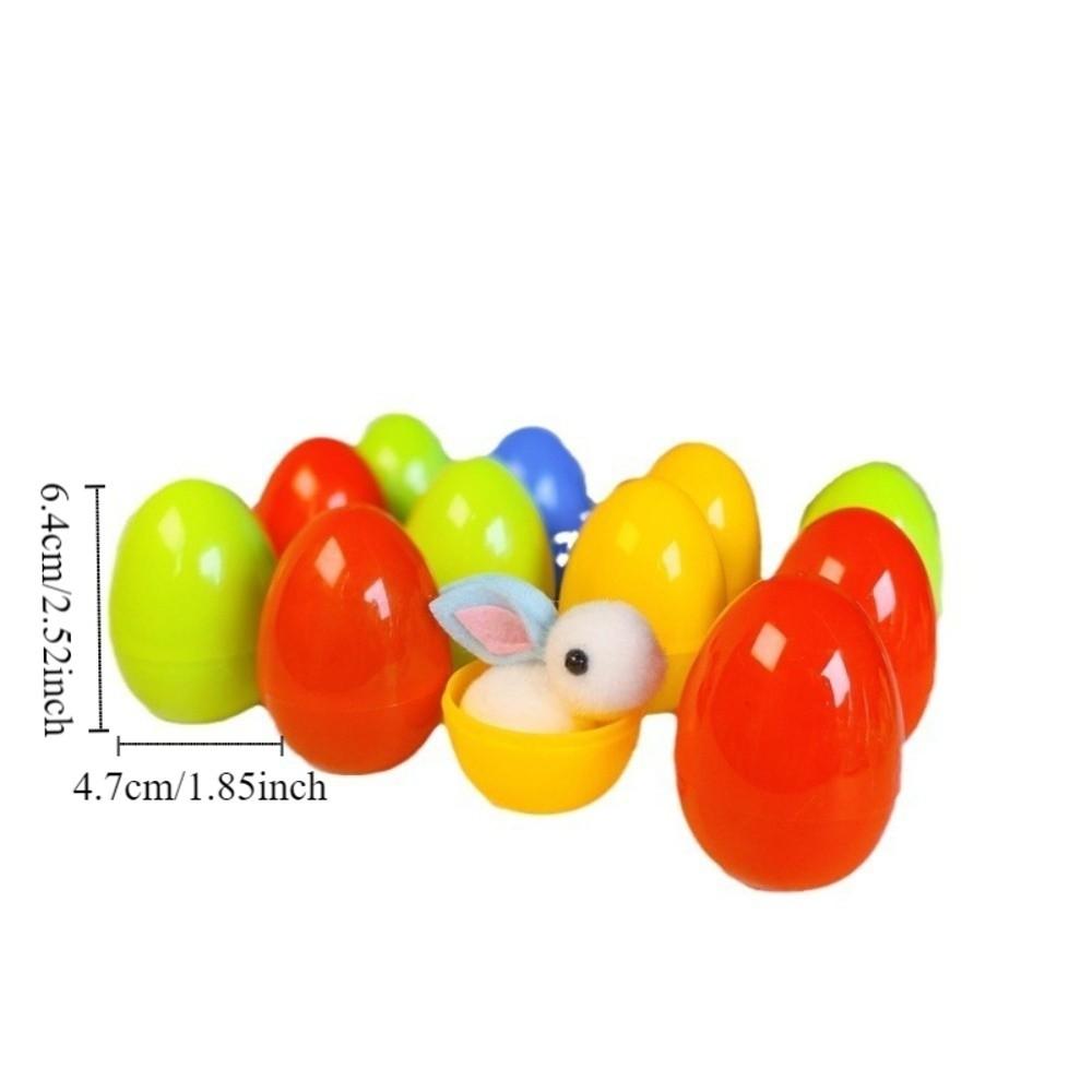 16 Stück Bunte Oster-Überraschungseier Cartoon Bunte Plastikeier Gefüllte Hasenpuppen Osterparty