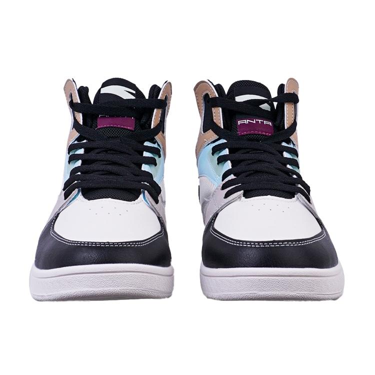 New Anta Street Naughty High Top Skateboard Shoes Men's White Gray Brown 112238067-4