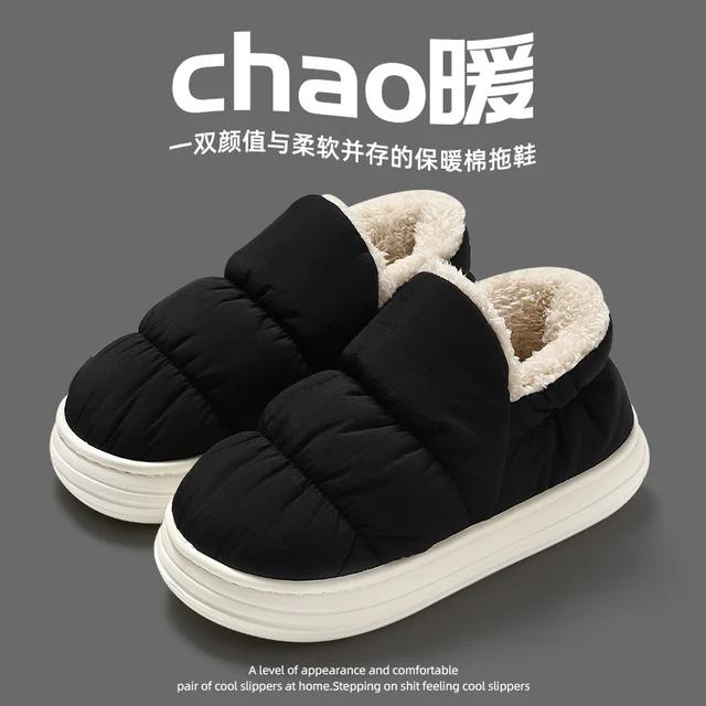 Mode Winter Warme Dicke Pelzige Damen Stiefeletten Indoor Plüsch Hausschuhe Damen Herren Zuhause Baumwollschuhe