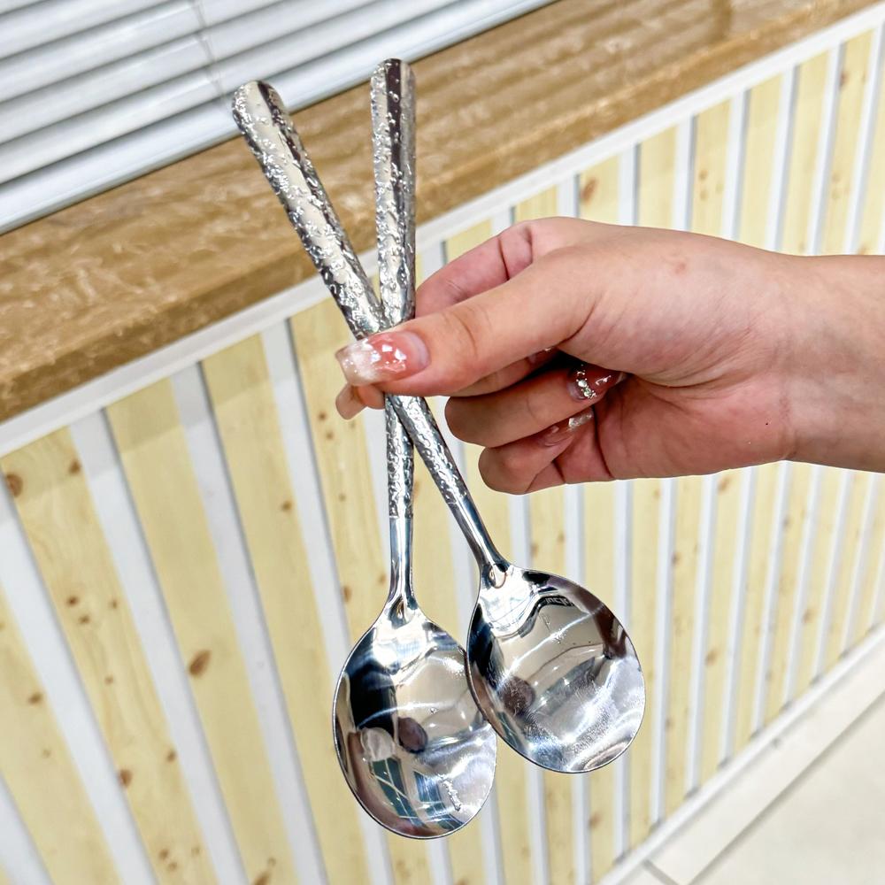 10/Szt. Łyżka ze stali nierdzewnej Srebrna Kreatywność Długi uchwyt Łyżka stołowa Mieszanie Łyżki deserowe do Akcesoriów Kuchennych Gadżety