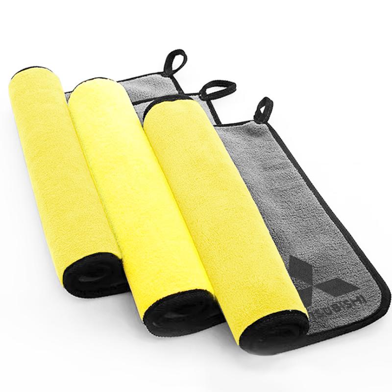 Car Wash Microfiber Towel Auto Emblem Cleaning Drying Rag For Mitsubishi Lancer Asx Outlander 3 L200 Pajero Cloth Auto Accessory