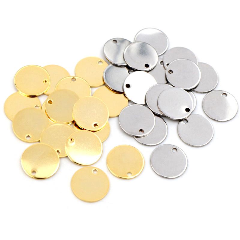 6 8 10 12 15 18 20 25mm Charms 316 Stainless Steel Gold Plated Round One Hole Charm DIY Necklace Pendant Jewelry Finding