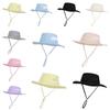 Sunscreen Breathable Summer Hat Withsolid Color Drawstring Design Daily For