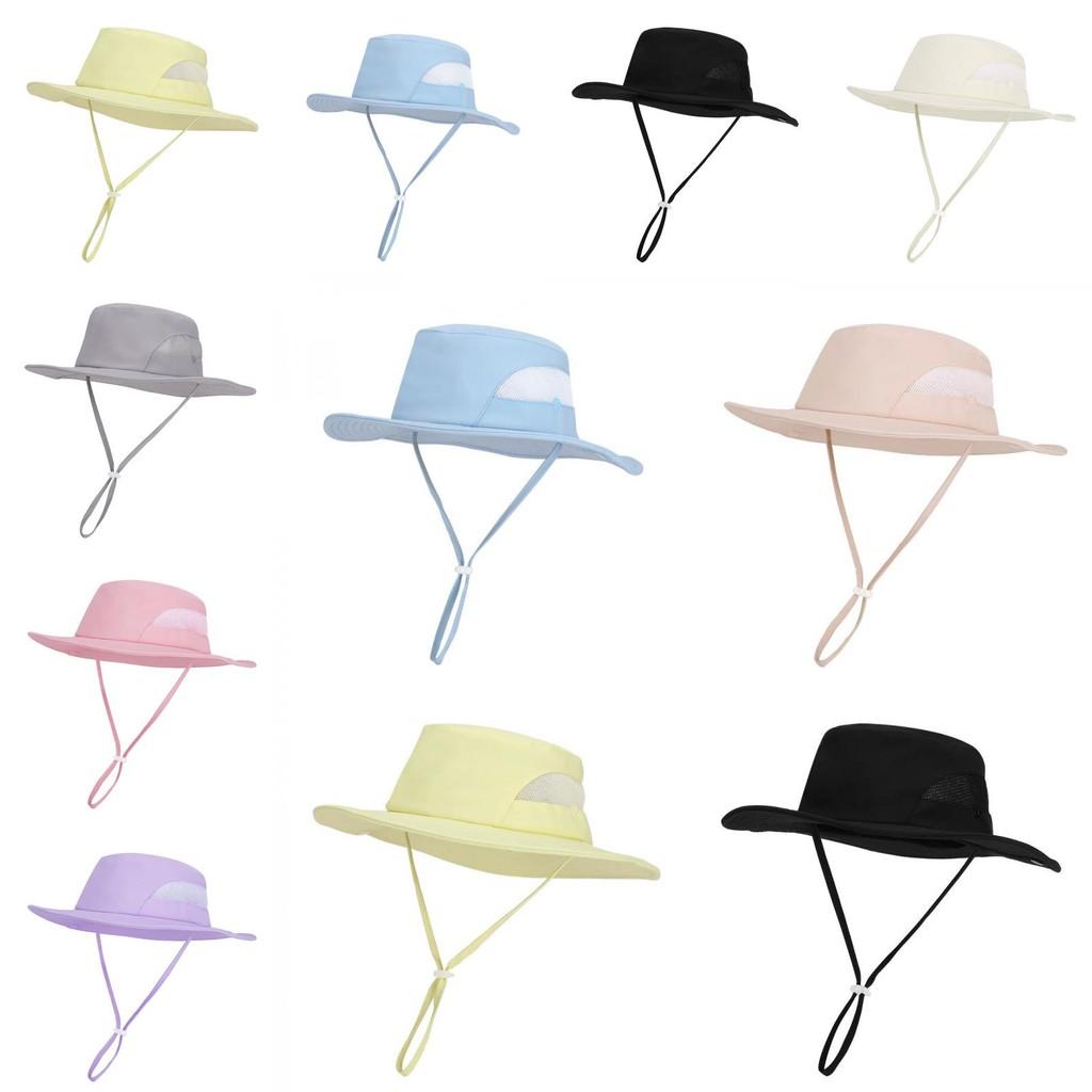 Sunscreen Breathable Summer Hat Withsolid Color Drawstring Design Daily For