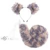 Halloween Curly Dog Costume Set Plush Faux Fur Ears Tail Headband Cosplay Props Party
