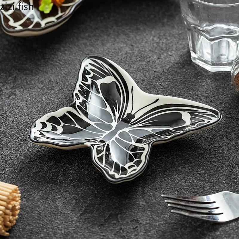 Creative Ceramic Butterfly Plate Dessert Plate Snack Plate Sushi Plates Fruit Salad Plates Restaurant Specialty Tableware