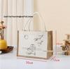 Hand-Painted Graffiti Canvas Tote Bag - Yellow Linen Logo Pattern
