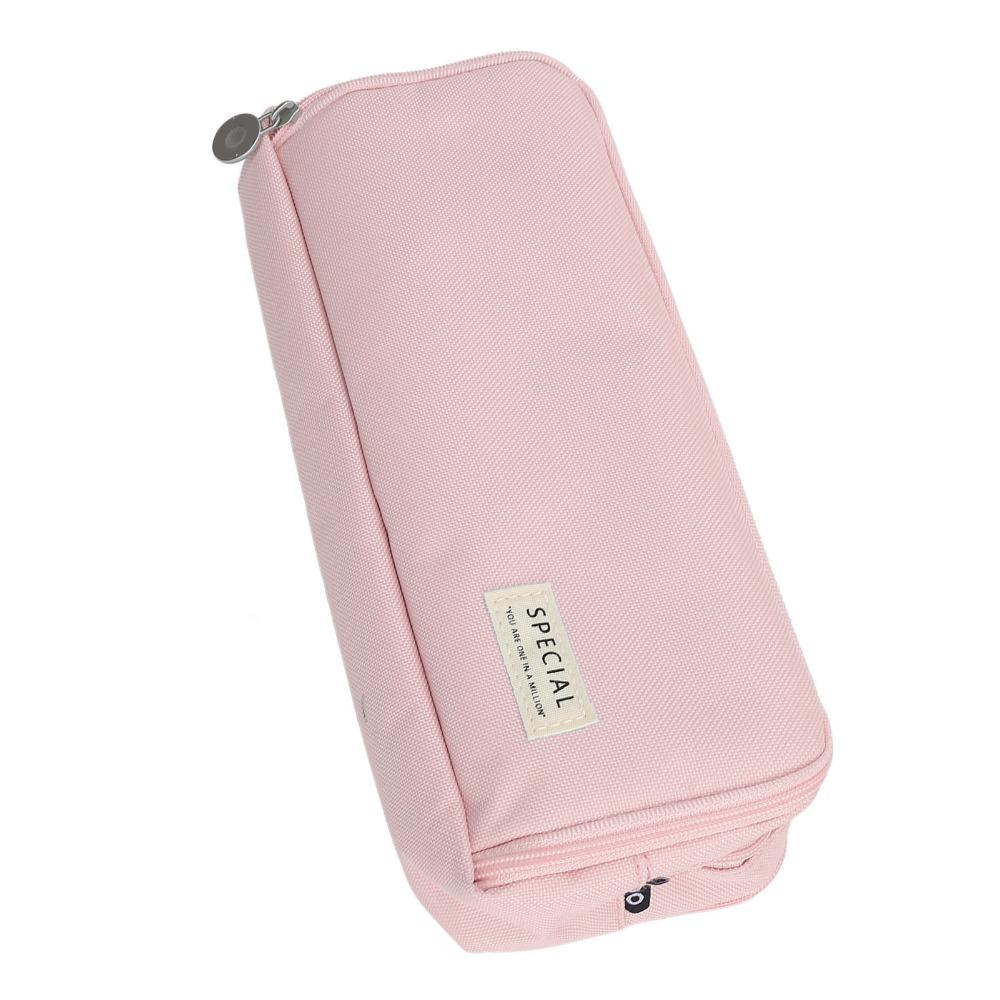 Spacious Interior Double Window Pencil Case Solid Color Solid Color Pencil Pouch Travel Organize