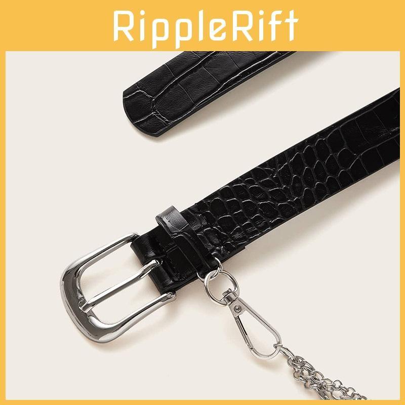 Trendy Womens Synthetic Leather Waist Belt With Alloy Buckle And Double Rings For Fashionable Looks Street