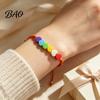Fashionable Stackable Bracelet Colorful Hearts Bracelet, Handmade Braided Cord String Adjustable Sweet Aesthetic Hand Ornament Heart Shaped Clay Beads
