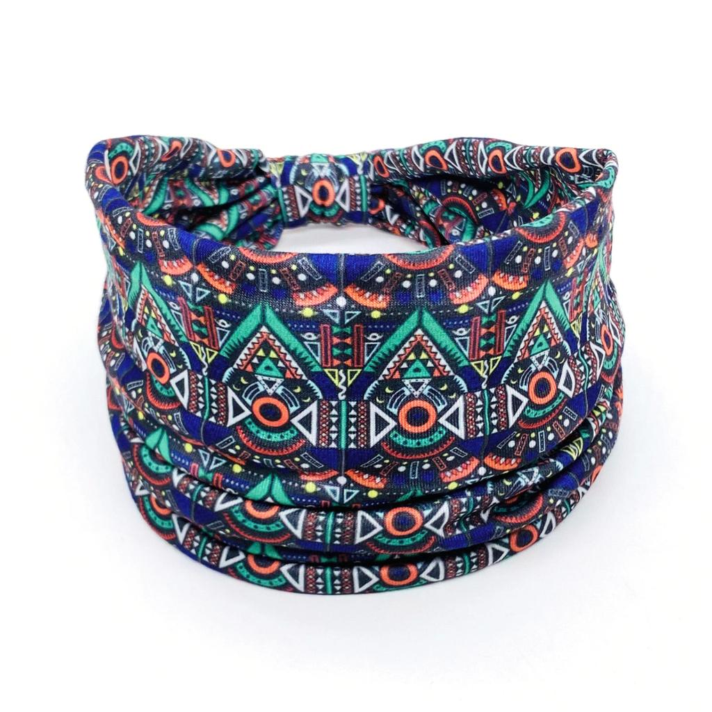 European American Women's Hair Band African Print Pattern Wide Edge Elastic Knot Sports Yoga Headband Women's Headwear Hair